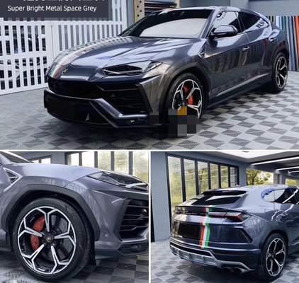 Grey Gloss Car Vinyl Wrap com espaço livre do metal da bolha do forro de liberação do ANIMAL DE ESTIMAÇÃO