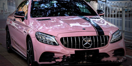 O veículo de alto brilho do envoltório do carro do rosa do pêssego envolve o GV da largura do rolo 1.27m do vinil