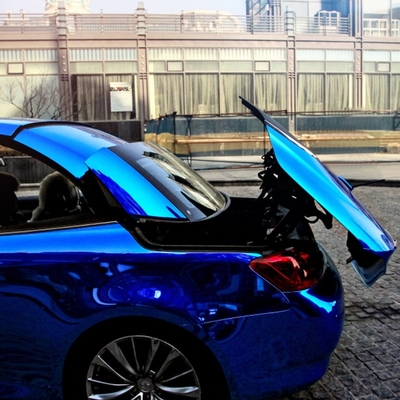 Envoltório azul esparadrapo removível do vinil do efeito do espelho do envoltório do carro de Chrome