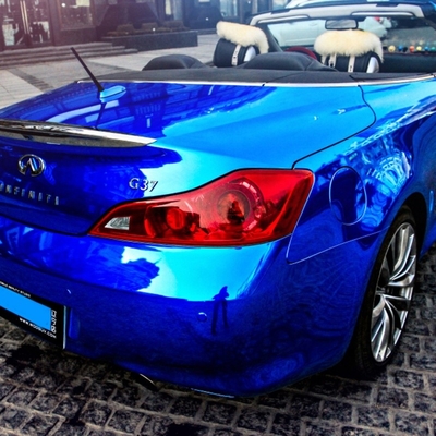 Envoltório azul esparadrapo removível do vinil do efeito do espelho do envoltório do carro de Chrome