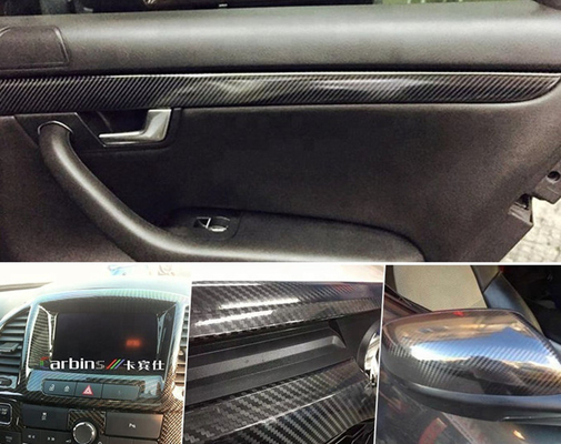 GV livre da bolha Slidable preta do rolo do envoltório do vinil do carro da fibra do carbono 6D