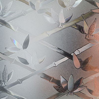teste padrão Textured de bambu decorativo do filme de vidro da janela da privacidade 3D