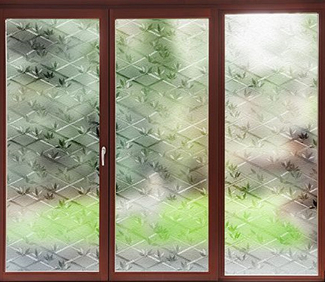 teste padrão Textured de bambu decorativo do filme de vidro da janela da privacidade 3D