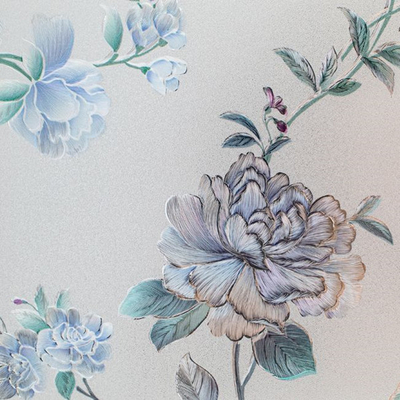 Resistente UV decorativo azul do filme de vidro da janela de Rose Textured 3D