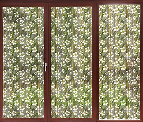 GV decorativo impresso floral de bambu da proteção de privacidade do filme de vidro da janela