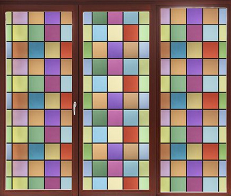 O filme de vidro decorativo da janela de Sunproof coloriu o teste padrão dos quadrados